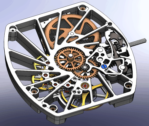 Mouvement tonneau squelette AROLA AR 165 S Wheel